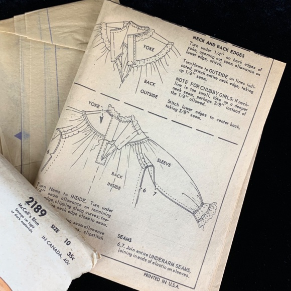 Uncut 1957 McCalls Pattern 2189 Girls 10 Nightgown Pajamas Baby Doll Shortie PJs - Picture 9 of 13